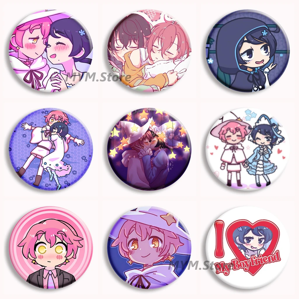 Periwinkle and Pastille Soft Button Pin Starry Flowers Anime Brooches Badge Bag Deocr Accessories Gamer Collect Gifts