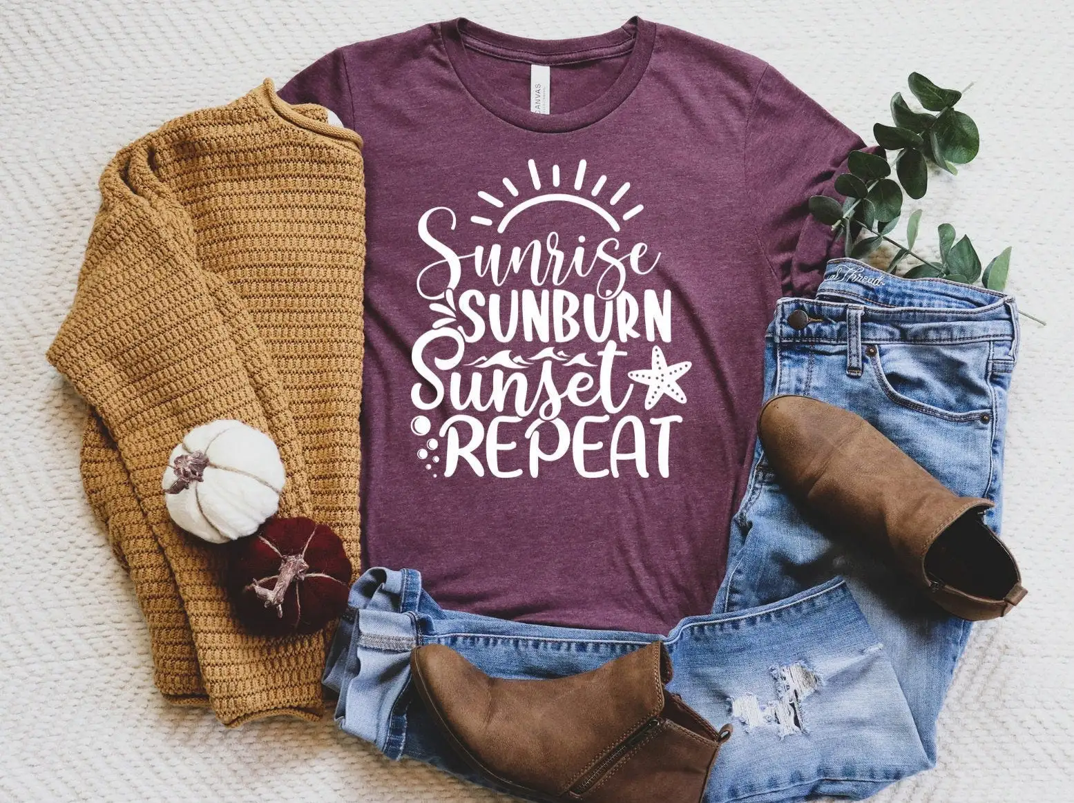 Sunrise Sunburn Sunset Repeat T Shirt Summer Sunkissed Vacation