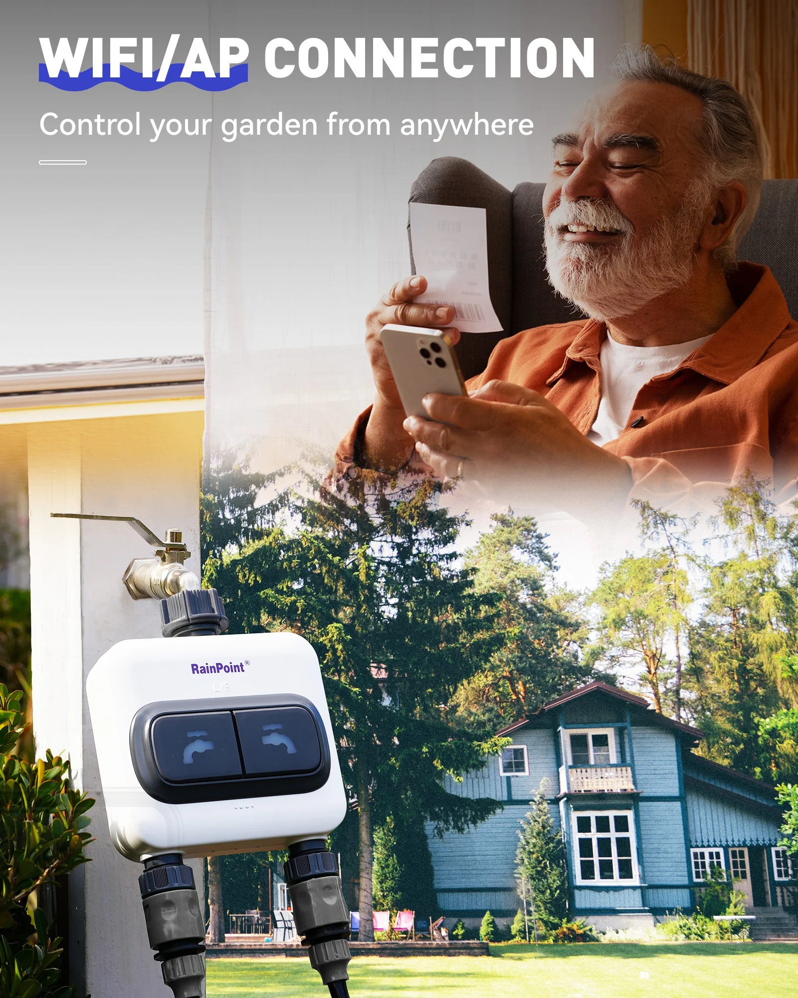 YYHC- Wi-Fi Irrigation Hub with Two Zones Water Timer Irrigation System Automatic Smart Garden Watering