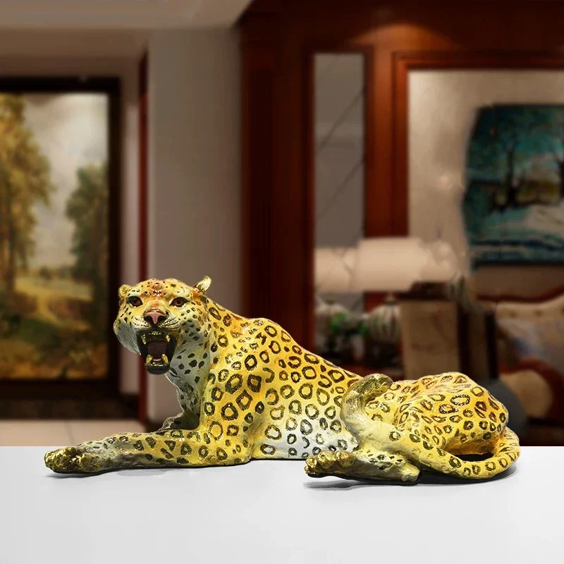 Escultura  Leopardo, Obra  Arte en Latón, Estatuas  Leopardo, Decoración  Escritorio para Sala  Estar u Oficina, Regal