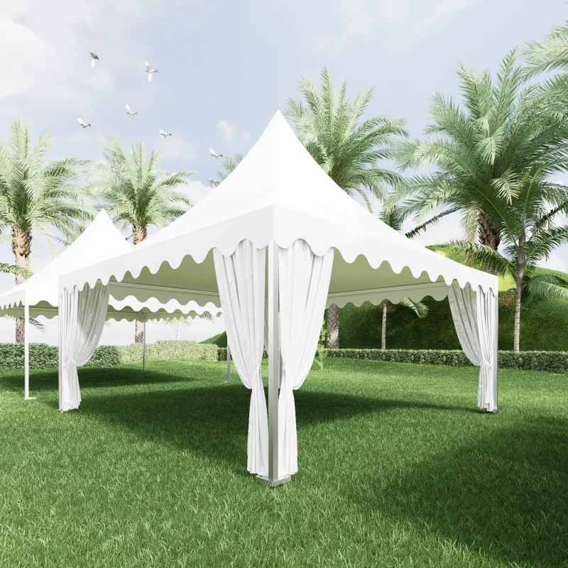 

Wholesale Durable Aluminum Tarpaulin Spire Tent Beach Grass Land Wedding And Party Pagoda Tent For Rental Service