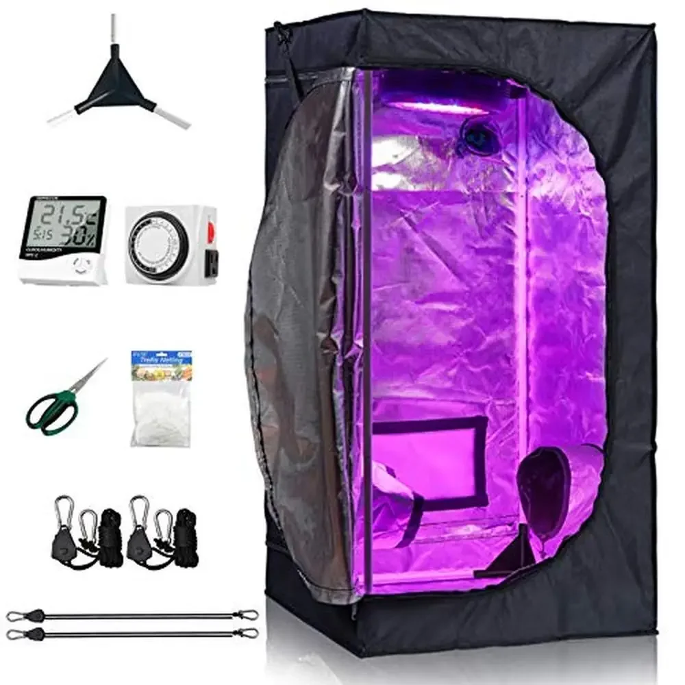 

Hydroponic Indoor Plants Growing Kit 24''x24''x48'' Complete System Reflective Grow Tent Room Setup with Mesh Vents Floor Tray