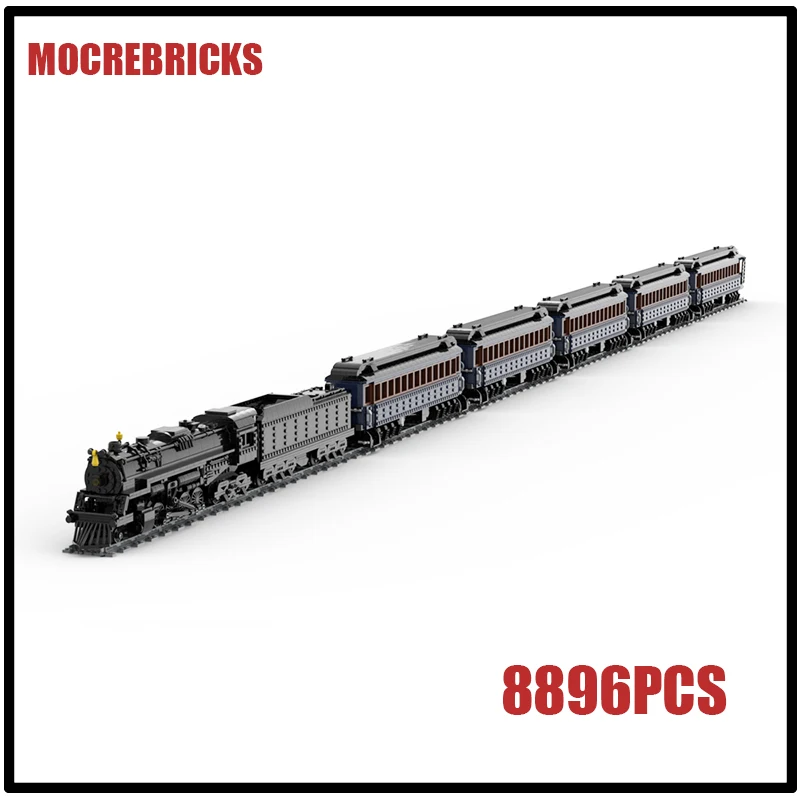 MOC Christmas Holiday Train Full Set Building Blocks Vintage Festive Railway Locomotive Carriage Model Adult Gift Toy