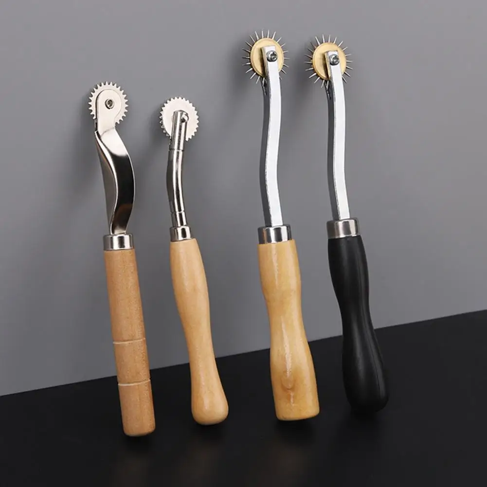 Faux Leather Crafting Tool Wooden Handle Sewing Tracing Wheel 2/3mm Needle Point Marking Tool Craft Pattern Tracer for Faux