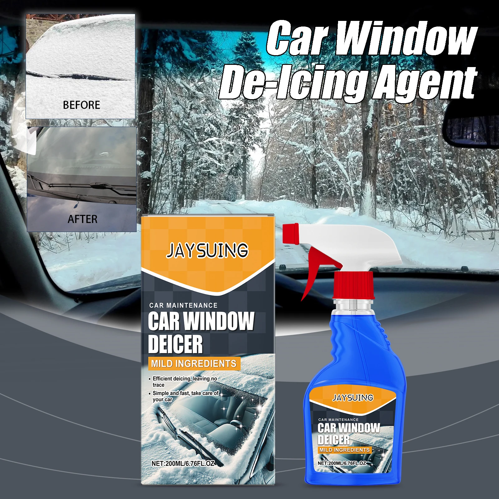 نافذة السيارة وكيل إزالة الجليد لحظة مكافحة الضباب وإزالة الجليد الغبار رؤية واضحة الشتاء نافذة السيارة إزالة الجليد رذاذ الملحقات