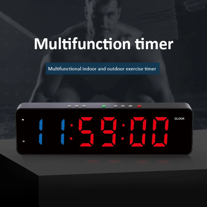 Gym Timer Large LED Wall Clock Gym Interval Timer Count Down&Up Stopwatch Time Date Temp Display Digital Timer for Fitness Home