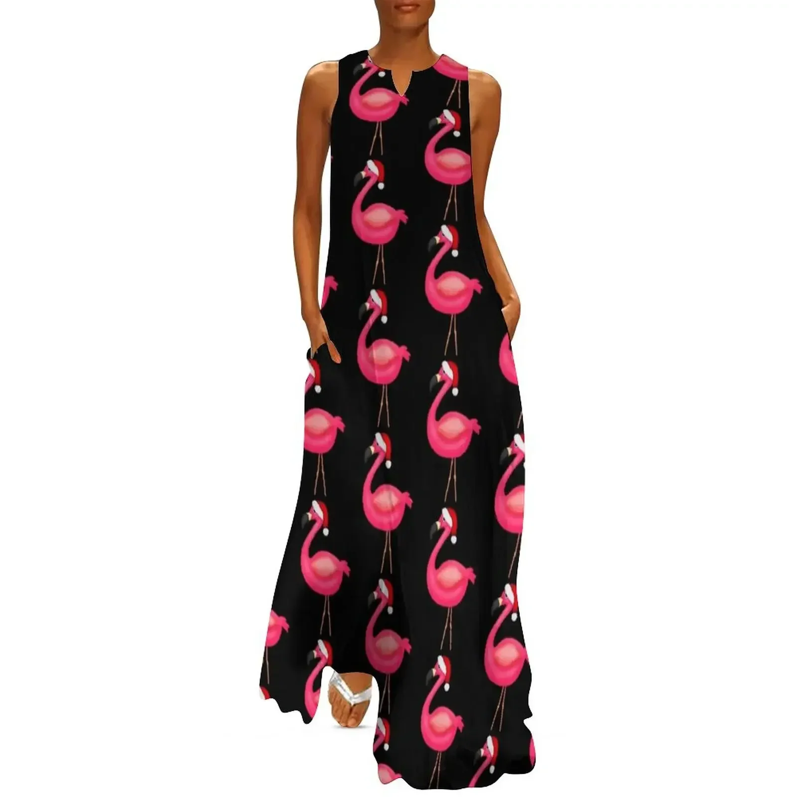 

Pink Flamingo Christmas Long Dress festival outfit women long sleeve dresses Dress vintage prom dress 2025
