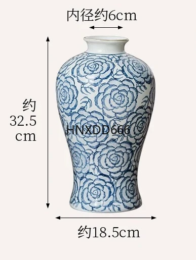 

Blue and white porcelain vase underglaze color hand-painted high temperature ceramic ornament New Chinese decoration