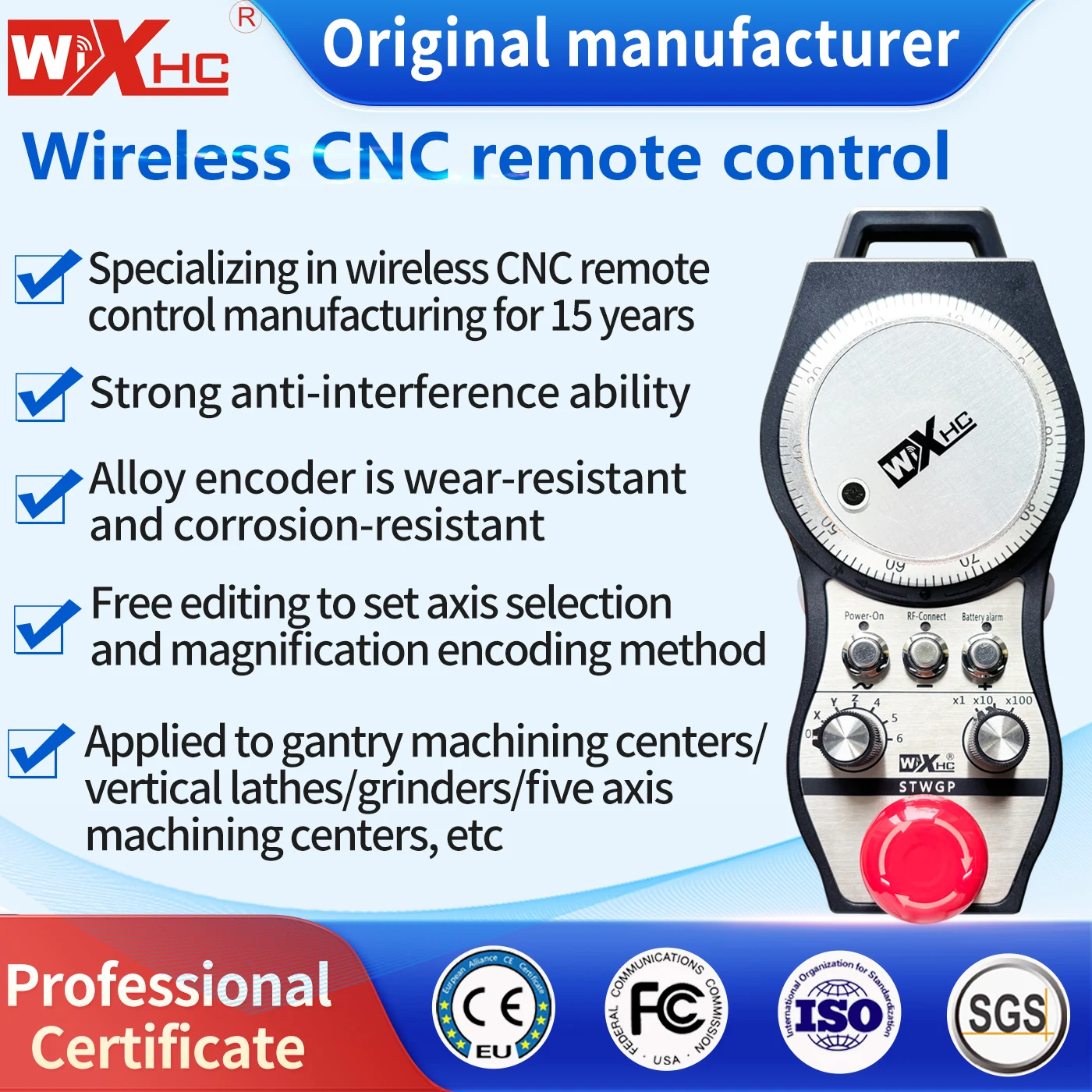 WiXHC CNC Manual Pulse Generator CNC Machine Tool Wireless MPG Remote Control Electronic Handwheel Volant CNC Controller STWGP