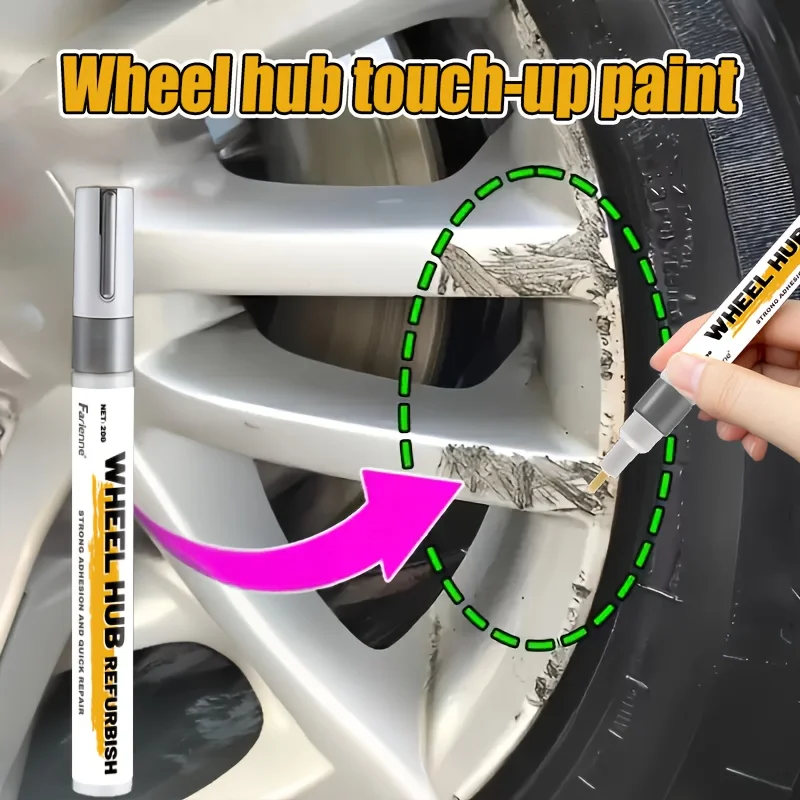

Universal Alloy Wheel Scratch Repair Pen, Quick Fix for Worn Scratches, Silver Color Tire Rim & Curbs Damage,Long-Lasting Effect