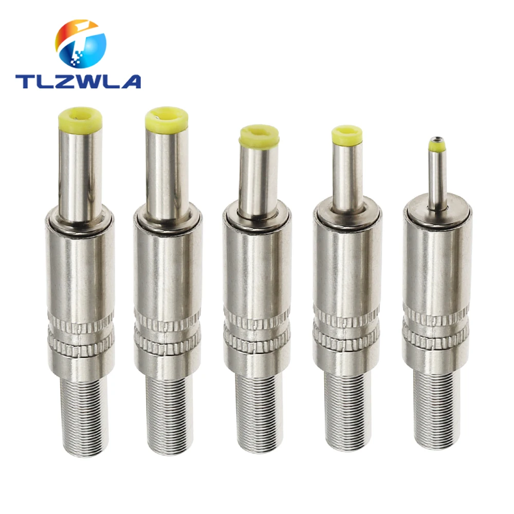 5PCS 5.5X2.5MM 5.5*2.1mm 4.8*1.7mm DC Power Jack Male Plug Metal Connector Adapter With Yellow Head 4.0*1.7 2.5*0.7mm