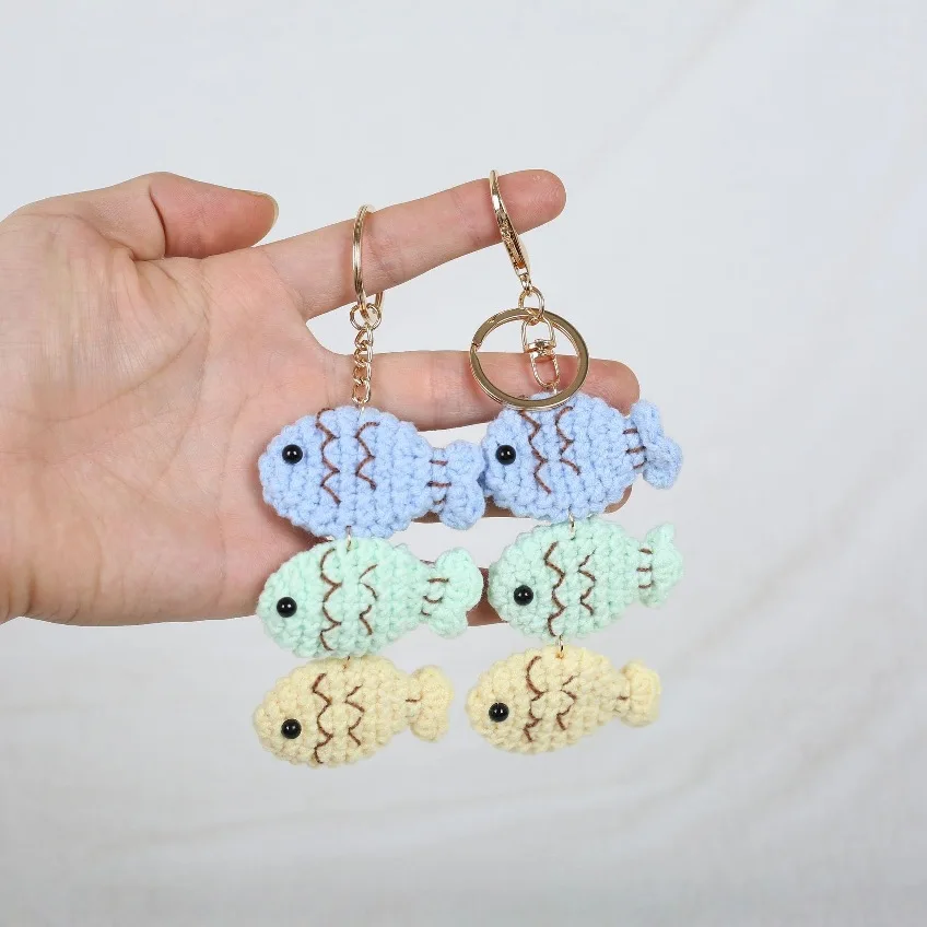 

Unisex Bag Pendants Handmade Kint Fish Kawaii Versatile Harajuku Bag Accessories Multifunctional High-quality Keychains For Girl