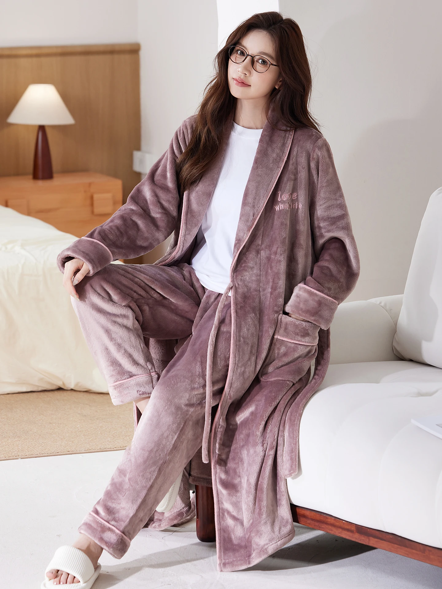 Thi Coral Fce Robe Inverno Sle Feminino Longo Plu Robe Masculino Franela Cheenchida Casais Spwear Tamanho Grande Outono Inverno...