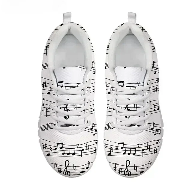 Piano Keyboard Printed Casual Sneaker Shoes Men Breathable Man Flat Shoes Fashion Music Note Design Mesh Shoes Male