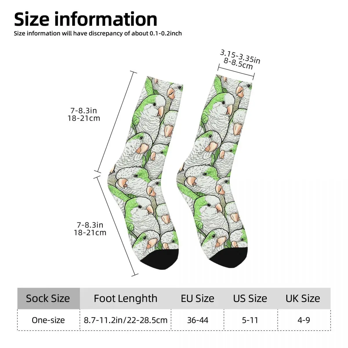 Green Quaker Monk Parakeets Socks Harajuku Super Soft Stockings All Season Long Socks Accessories for Unisex Christmas Gifts