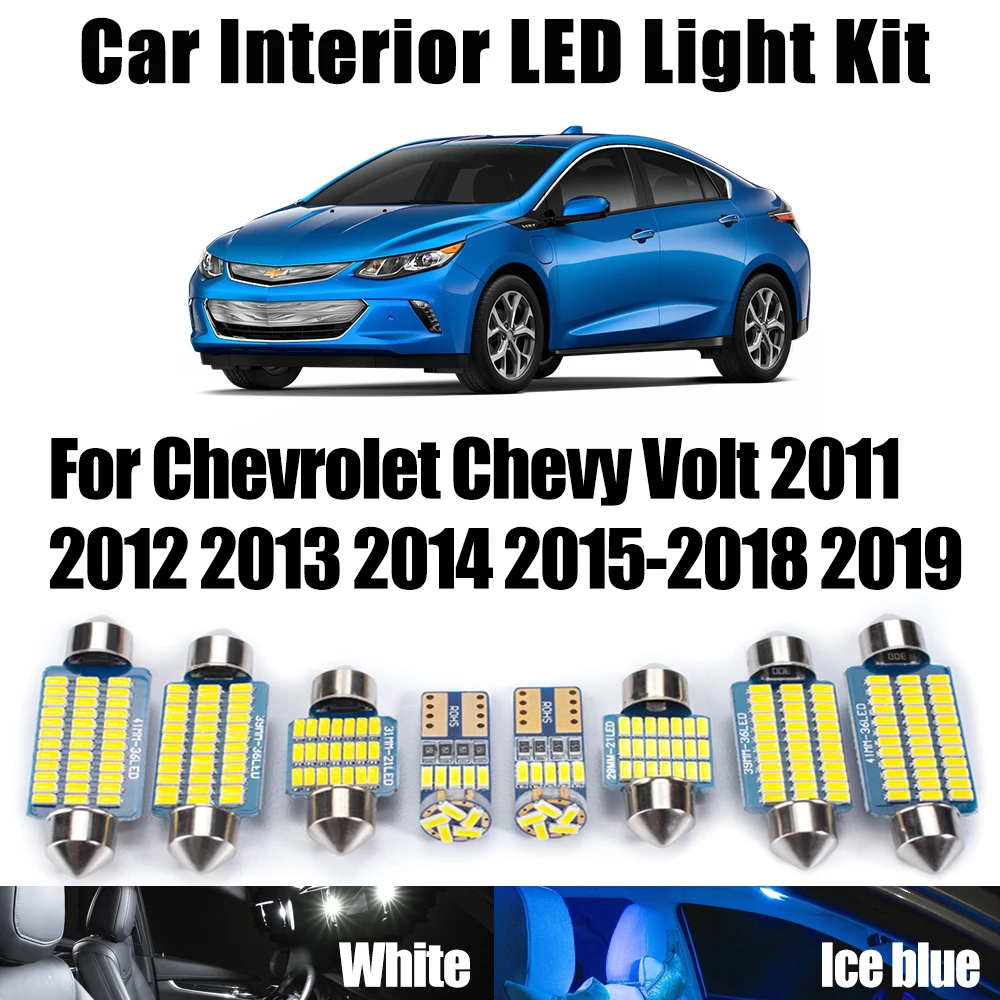 

Canbus LED Interior Vanity Mirror Map Dome License Plate Light Kit For Chevrolet Chevy Volt 2011- 2017 2018 2019 Car Accessories