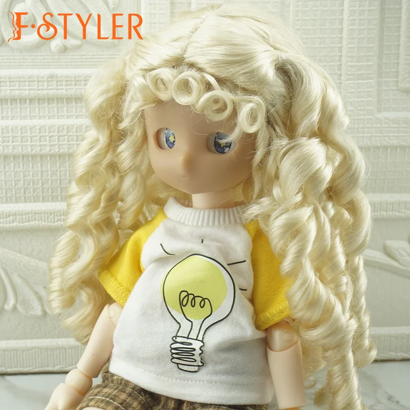 FStyler Doll Wig Cute Curl Style BJD Doll Soft Synthetic-Mohair Various Colors Hair Accessories In Stock1/3 1/4