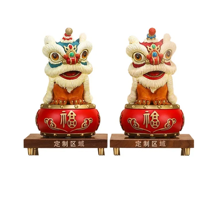 Lion dance auspicious ornament, new Chinese home wine cabinet entrance decoration