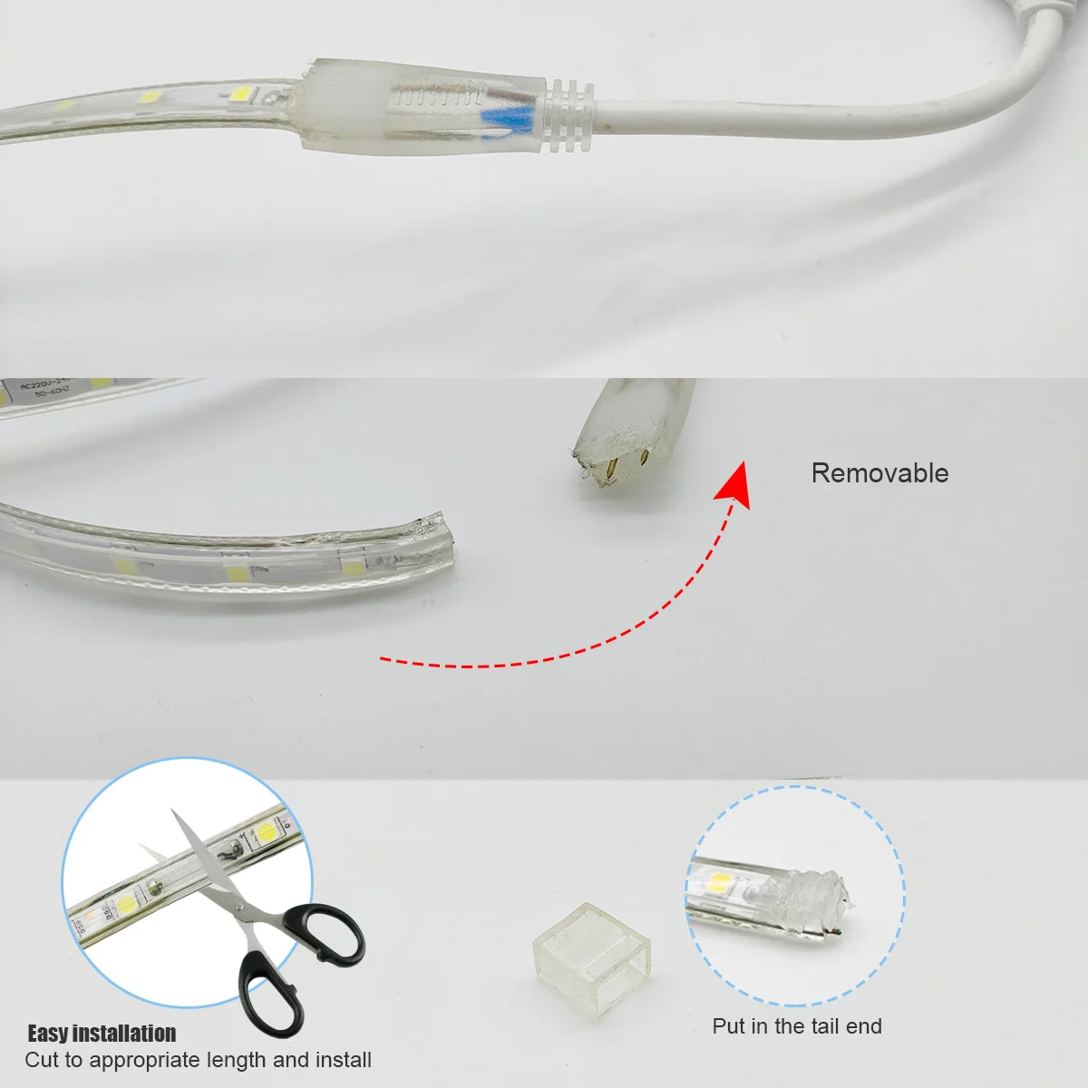 60Leds/m SMD 5050 Led Strip Light 220V High Brightness Waterproof Flexible Kitchen Outdoor Garden Led Lights 5m10m EU plug image 4