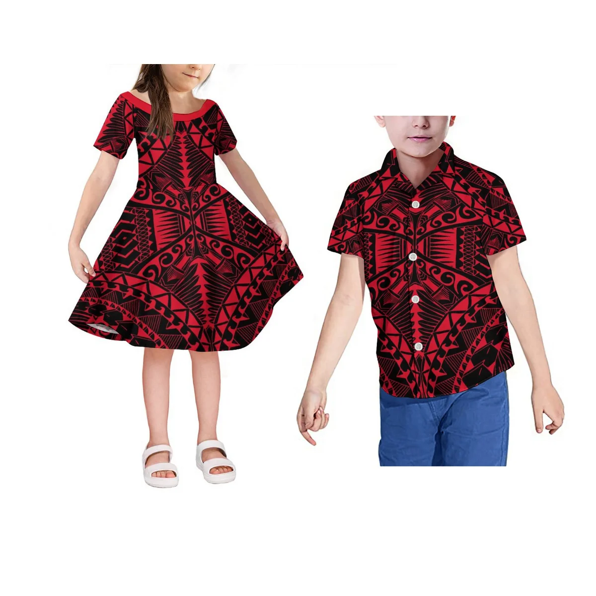 

Polynesian Children Suit Matching Polynesian Girl Exquisite Dress Hawaii Tribal Boys Shirt Samoa Shirts And Dresses Match