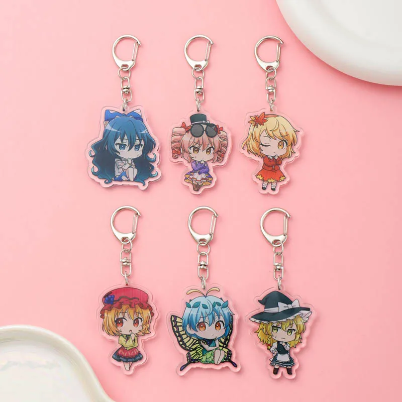 Anime Touhou Project Acrylic keychain Accessaries Cartoon Funny Bag Pendant Cute Creative Charm Car Keyring Friends Fans Gifts