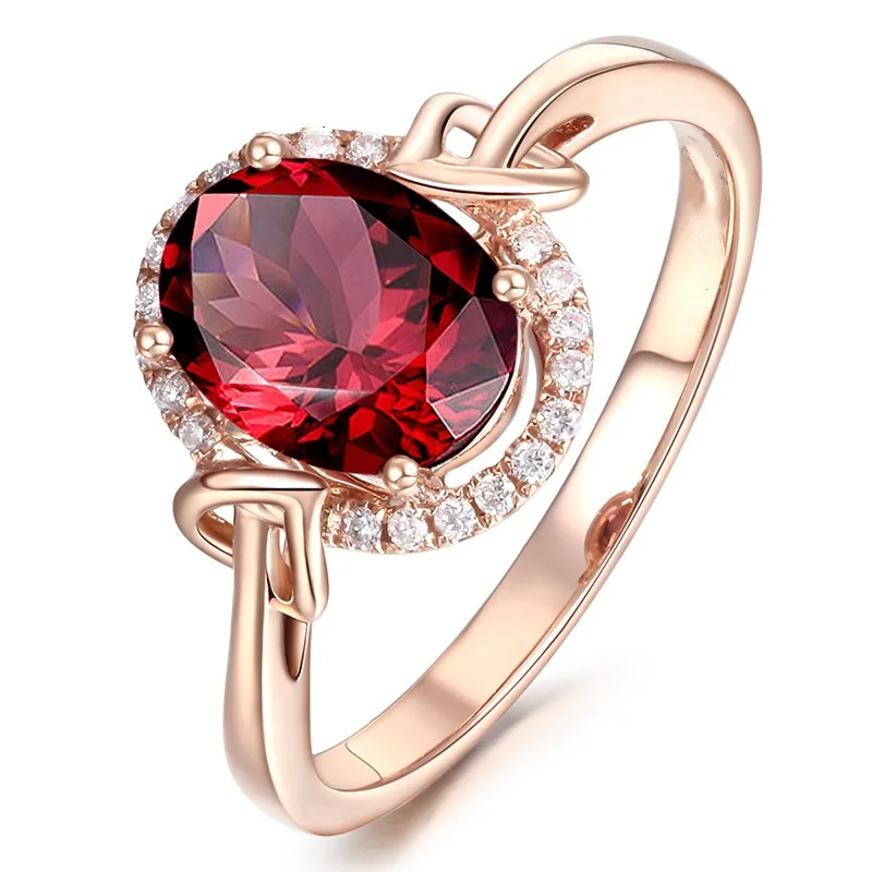 

European and American Ruby Diamond Ring Plated 18K Rose Gold Love Interwoven Red Crystal Engagement Ring