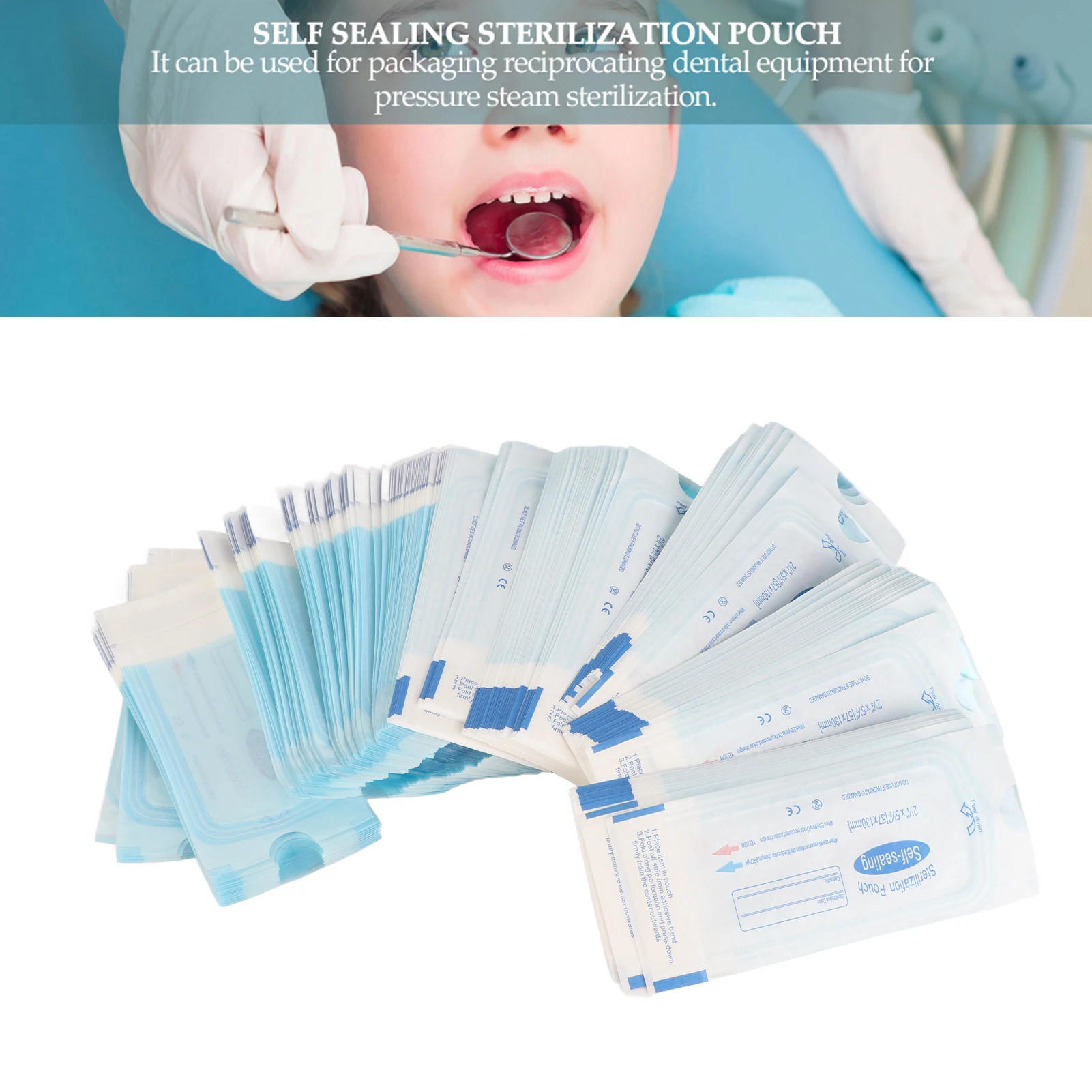 

200Pcs Dental Storage Bag Professional Self Sealing Sterilization Pouch Bag Disposable Dental Storage Tool Sterilization Bag