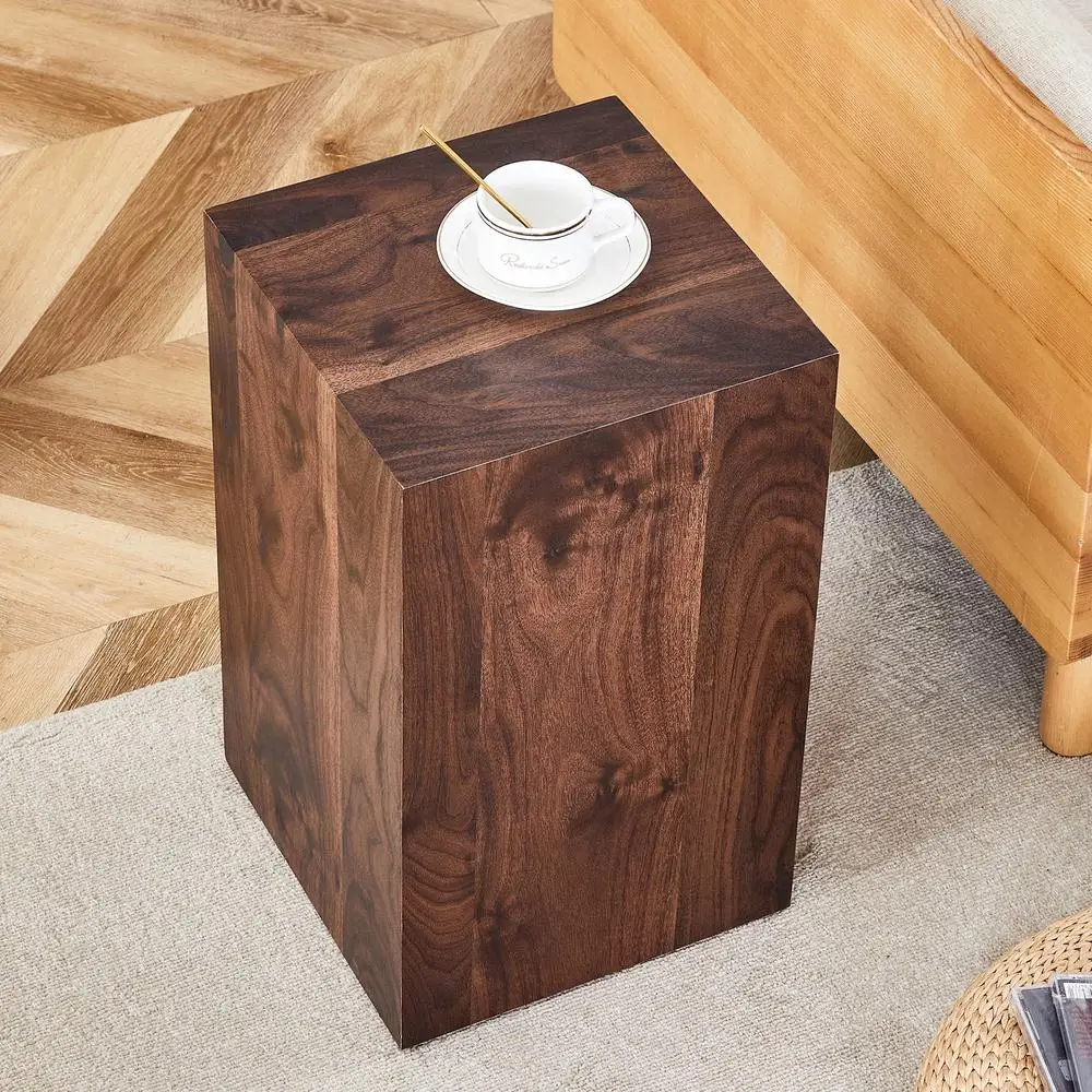 

Walnut Wood Grain Coffee Table 12x12x20 Inch MDF Accent Side Table Luxurious Modern Living Room Furniture Ready to Use