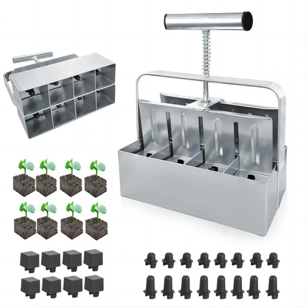 Root Growth Promotion Tool Aluminum Alloy Soil Block Maker with S Pins for Outdoor Plants Soil Blocking Tool for Starter Tray