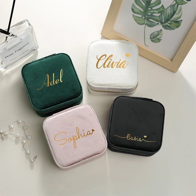 Personalized Velvet Jewelry Box, Bridal Shower Gift, Bridesmaid Gift, Wedding Favors, Custom Jewelry Box, Travel Jewelry Case 2