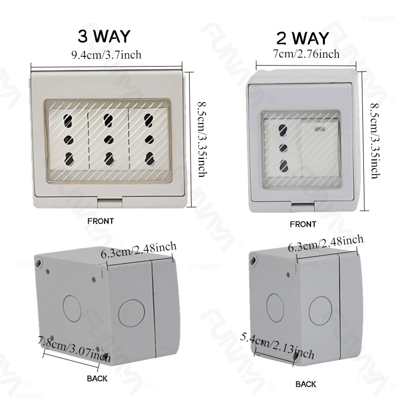 Outdoor Italian Chile Waterproof Socket with Box IP55 16A AC220 2 3 Outlets Waterproof Rainproof Wall Switch for Garden Kitchens