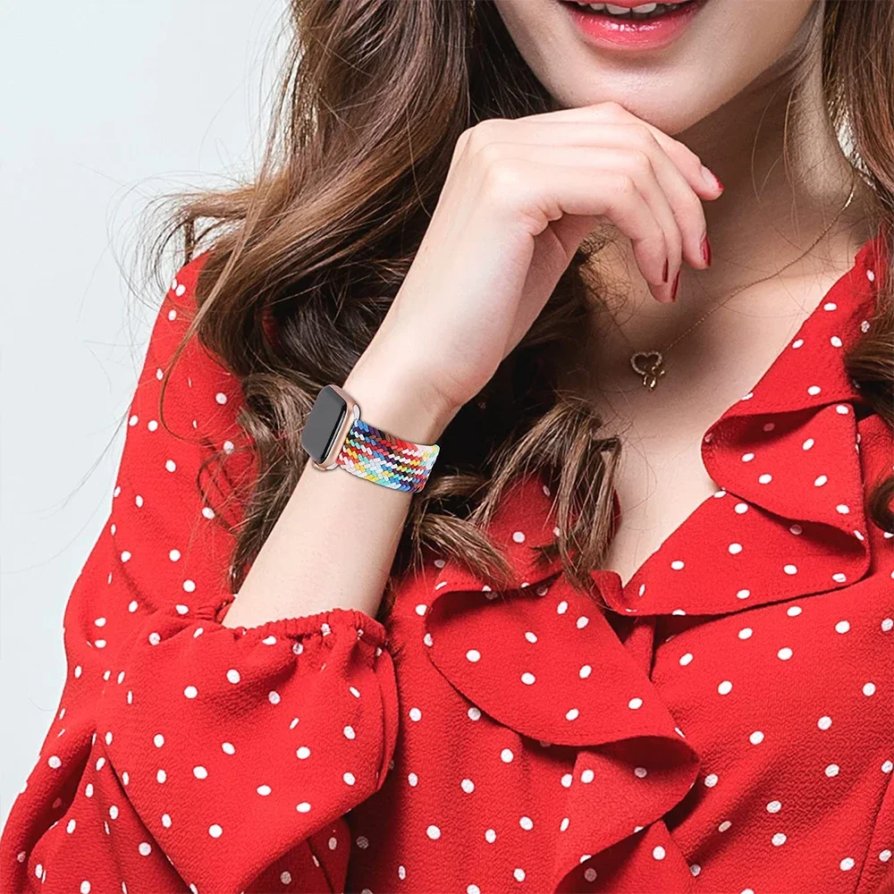 Correa elástica trenzada para Apple watch series 10, 42/46mm, Ultra 2, 49mm, 45mm, 40-41-44mm, pulsera iWatch9, 8, se, 6, 7, 5, 4