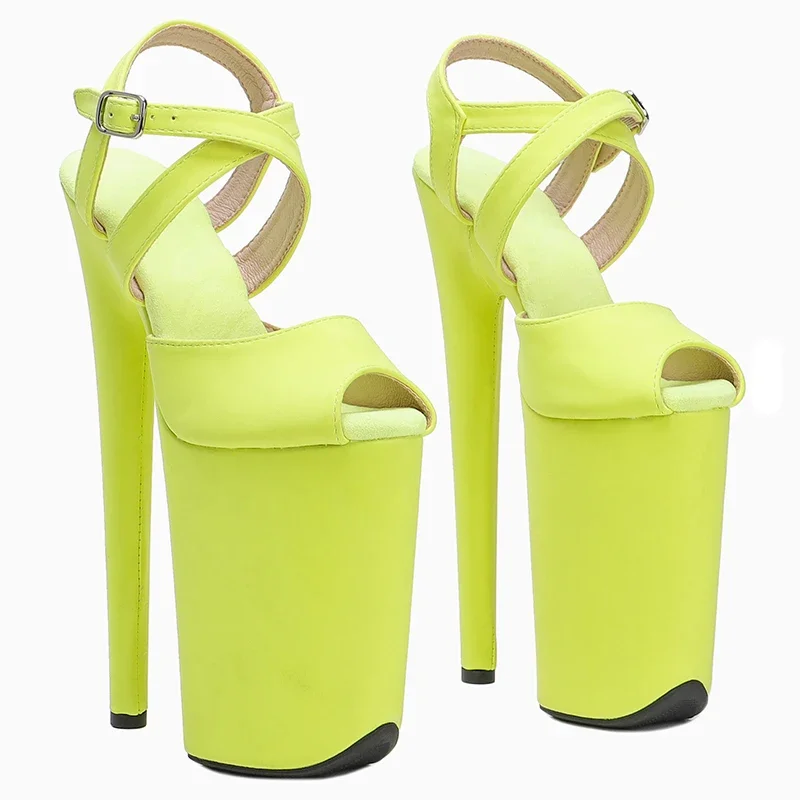Leecabe 23CM/9inches matte PU Small open toe  Platform  High Heels Sandals Pole Dance shoes