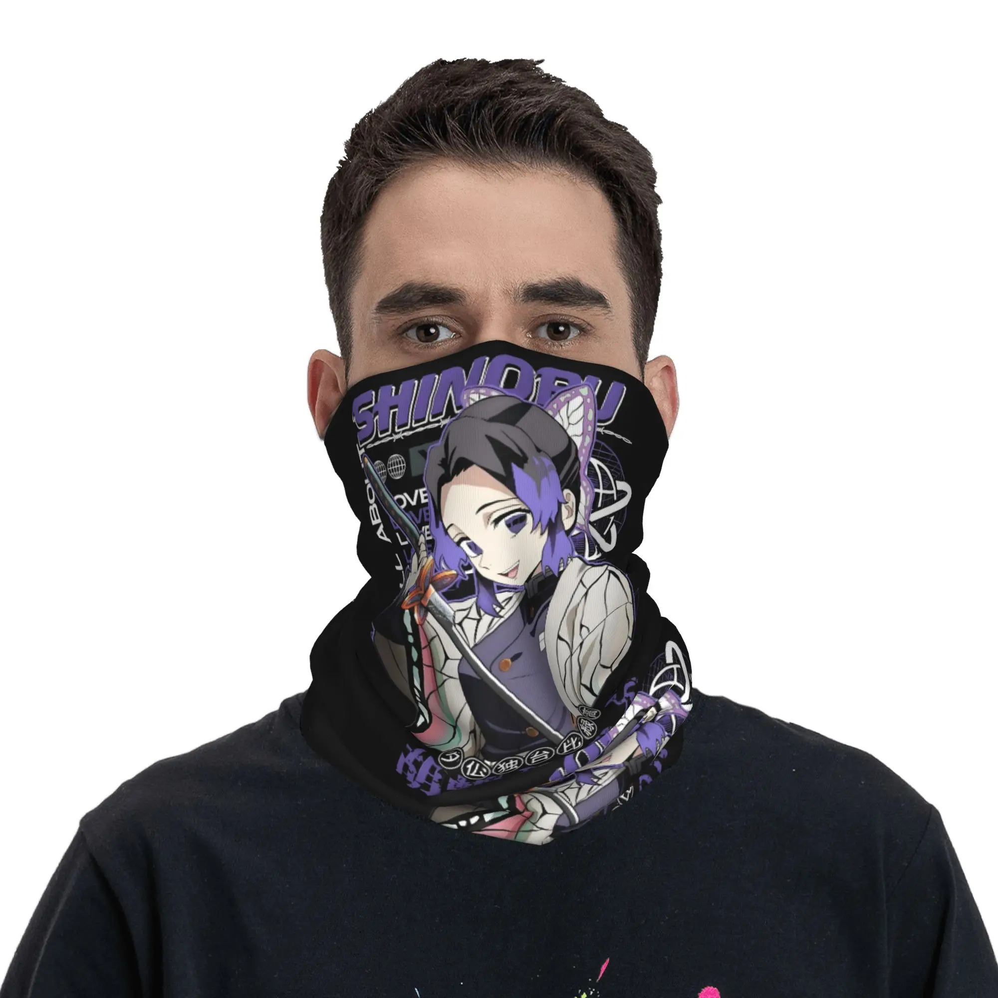 

SHINOPU Demon Slayer Bandana Winter Neck Warmer Women Windproof Wrap Face Scarf for Ski Anime Manga Gaiter Headband