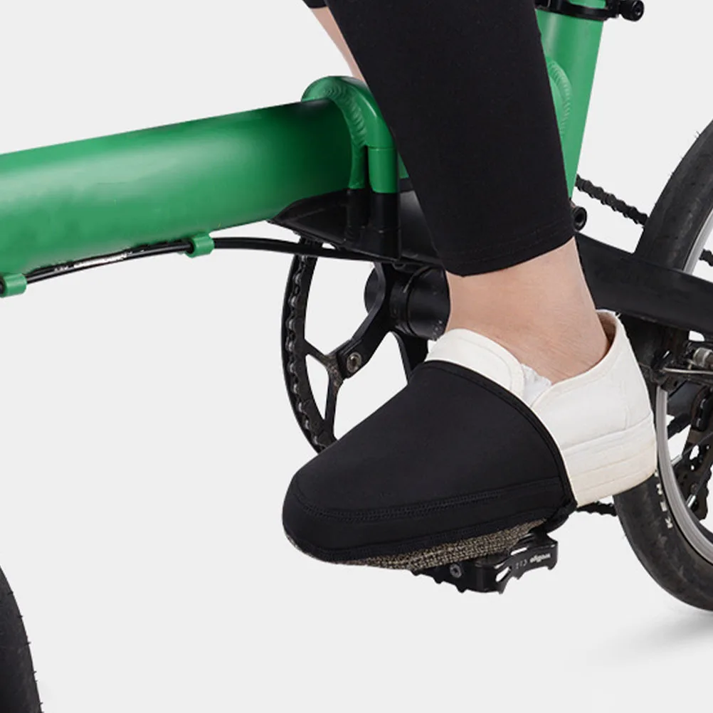 1Pair Black Winter Cycling Shoe Covers Warm Windproof Half Shoe Covers for Mountain Road Shoes Anti-Slip Waterproof Bike
