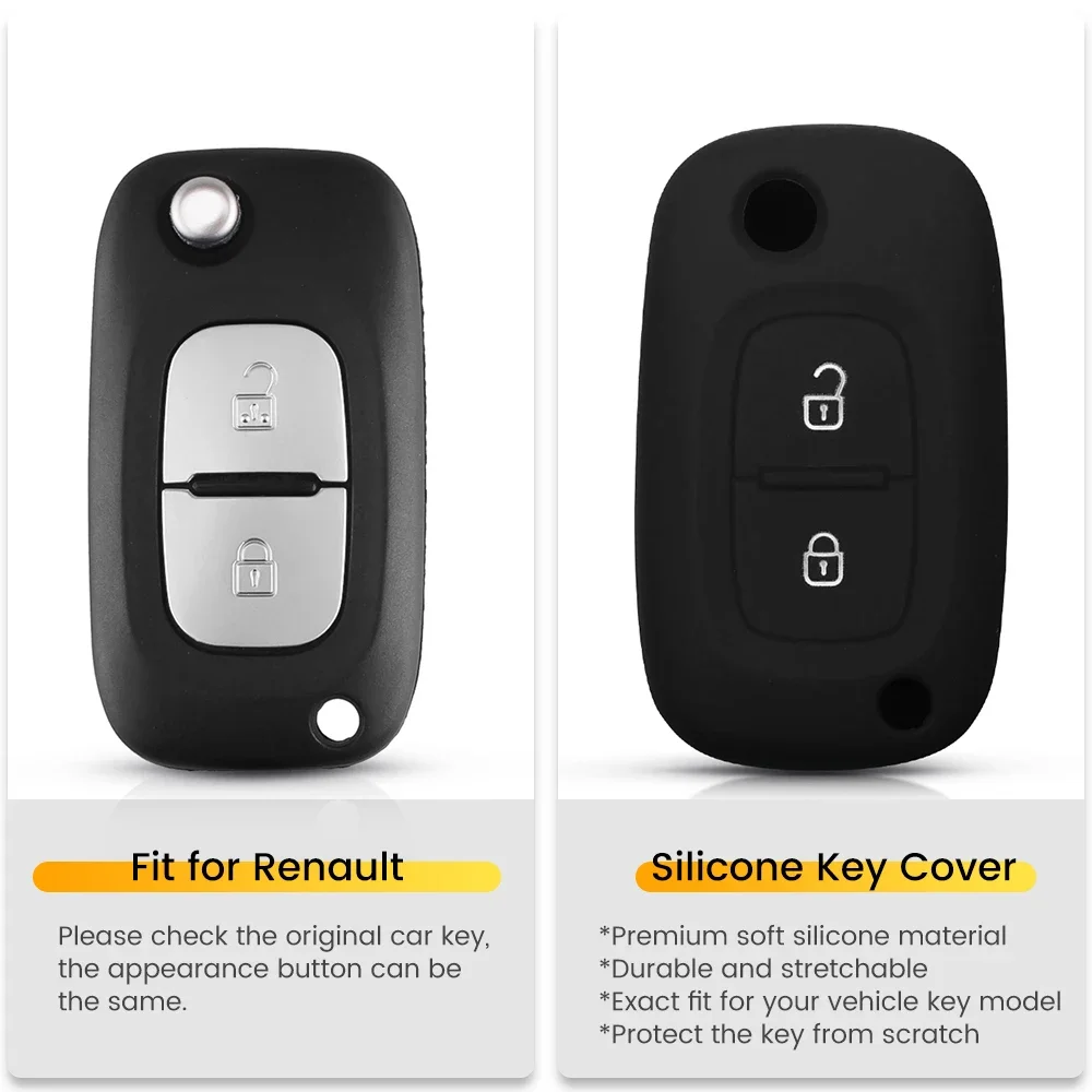 KEYYOU Remote 2 Buttons Silicone Key Case Rubber Flip Car Proctored Cover For Renault Modus Clio Megane Kangoo For Lada 2017