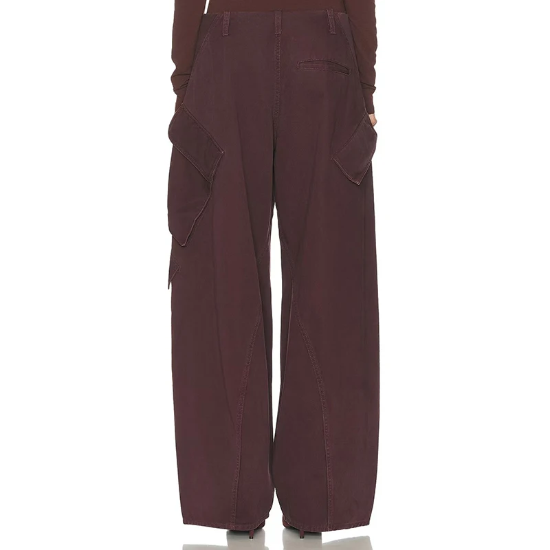 بنطلون نسائي متعدد الجيوب مصبوغ، بنطال كاجوال عصري، جينز عالي الجودة، خريف، طراز جديد، 2025، y2k