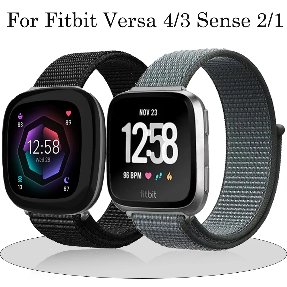 Nylon Loop Strap for Fitbit Versa 4/Versa 3 Breathable Bracelet Belt Correa for Fitbit Sense 2/Sense Sport Watchband Accessories