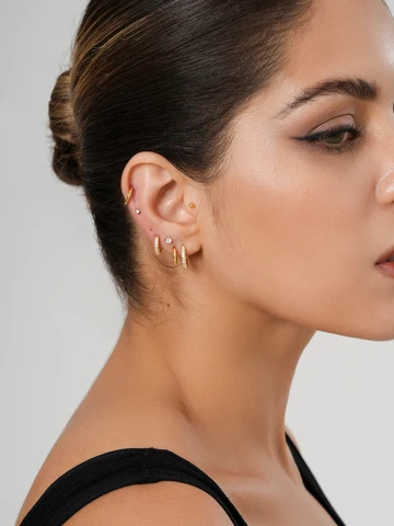 10 пар маленьких золотых сережек-гвоздиков для женщин, комплект из 18-каратного золота с покрытием из нержавеющей стали для нескольких проколов топ 8 вишневая мышь - №4