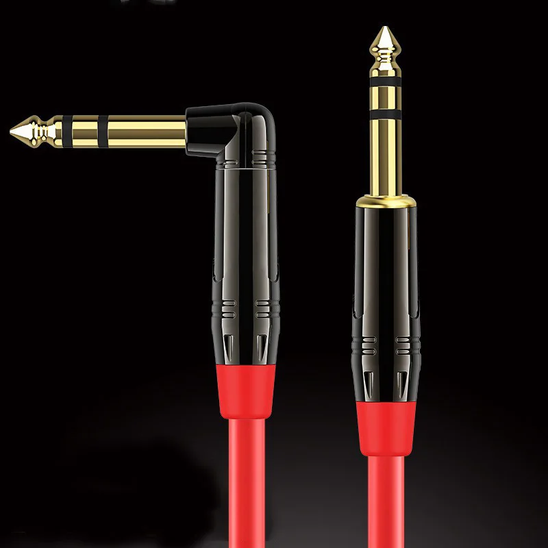 ​6.35mm 1/4 Inch TRS TS Mono Male to Male Stereo Audio Cable Straight 90 Degree Angle Connector for Professional Audio Equipment