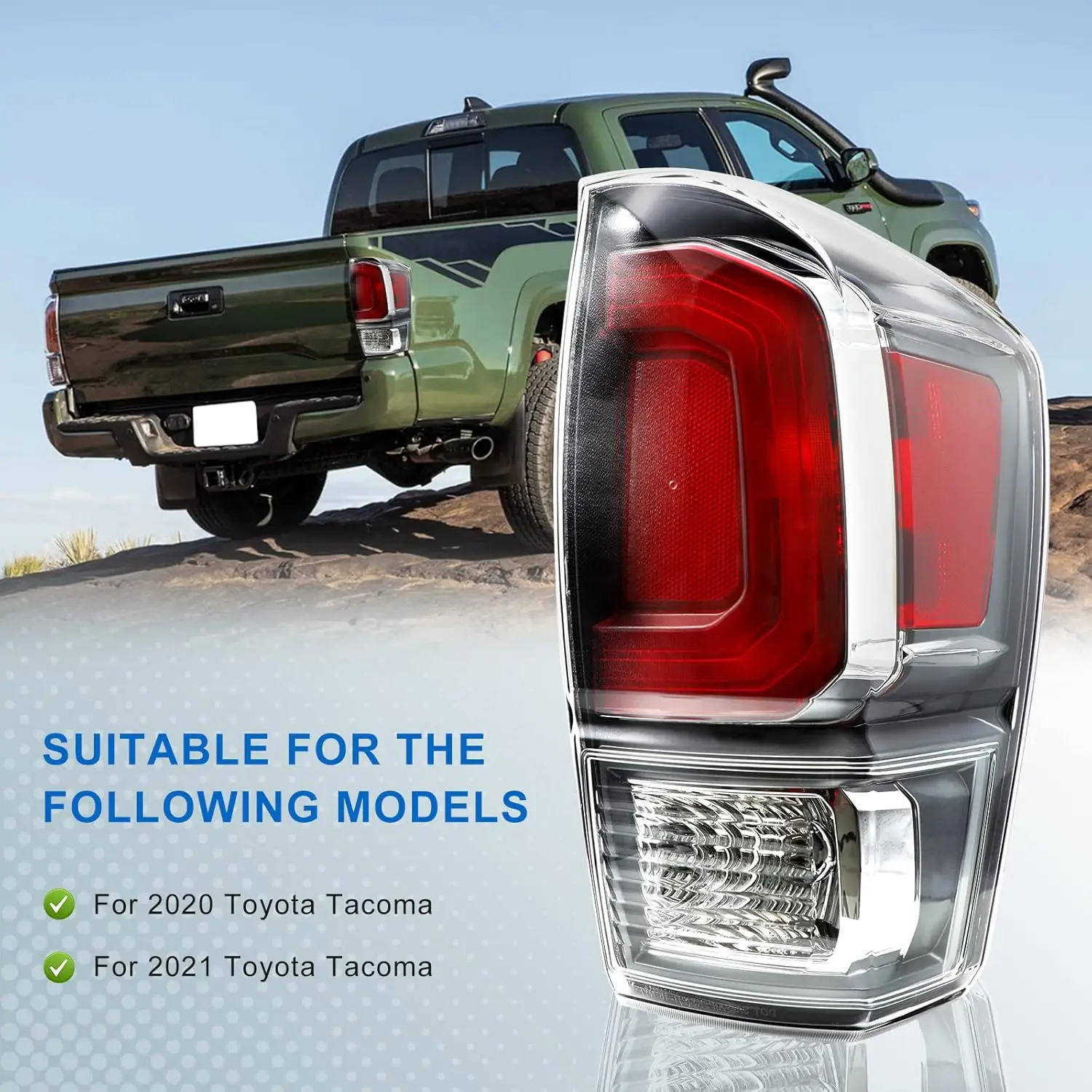 

Корпус заднего фонаря для Toyota Tacoma 2020-2021, заводской стиль, задний стоп-сигнал (правая сторона, пассажирская)