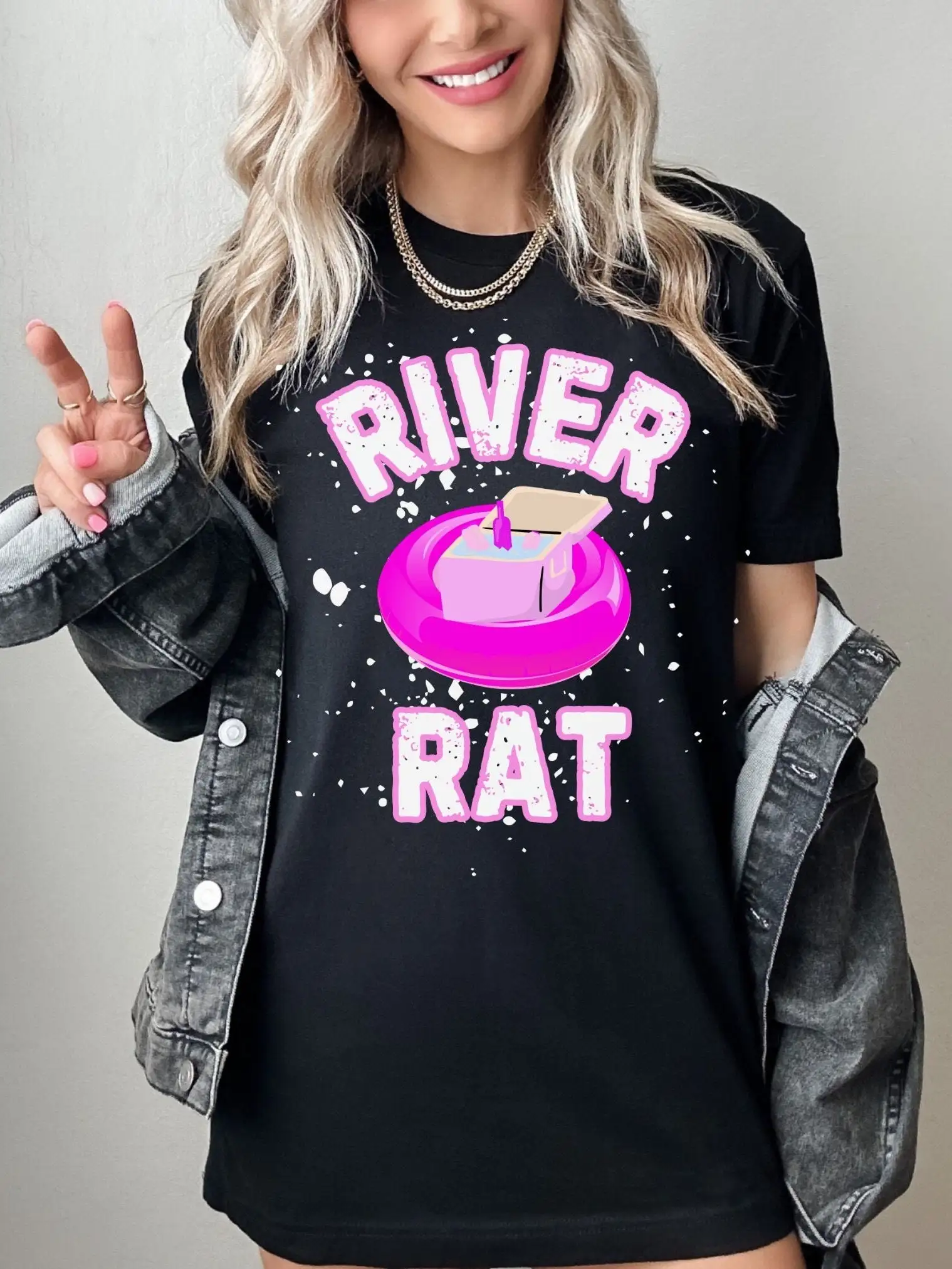 River Rat Floating The Tubing Float Trip Rafting Kayaking Coverup T shirt