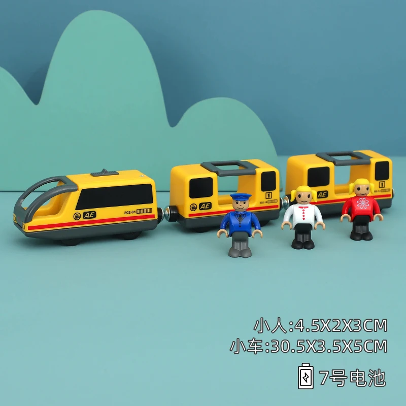 Kids Electric Train Set Locomotive Magnetic Train Diecast Slot Toy Fit for Wooden Train Railway Track Toy for Children Gift W03