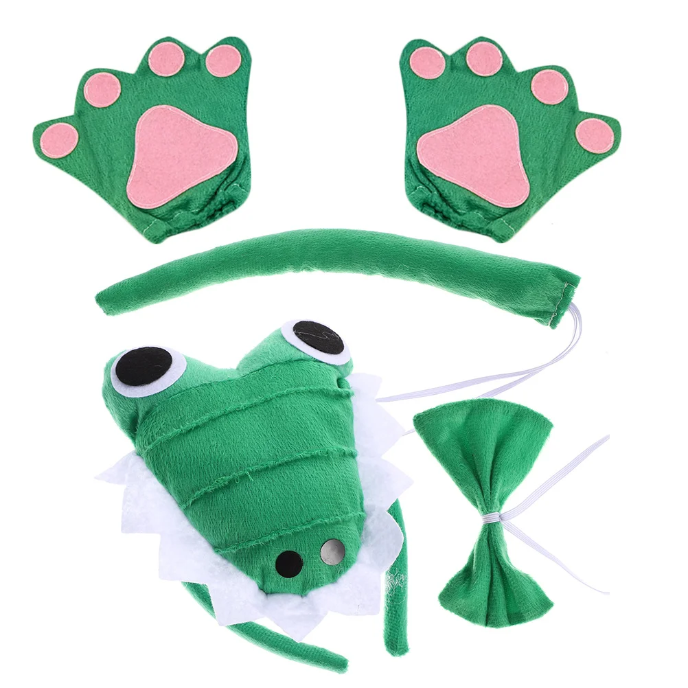 Leuke Alligator-kostuum bijpassende set inclusief hoofddeksels staartaccessoires voor Halloween Festival Fun Dress Up Game