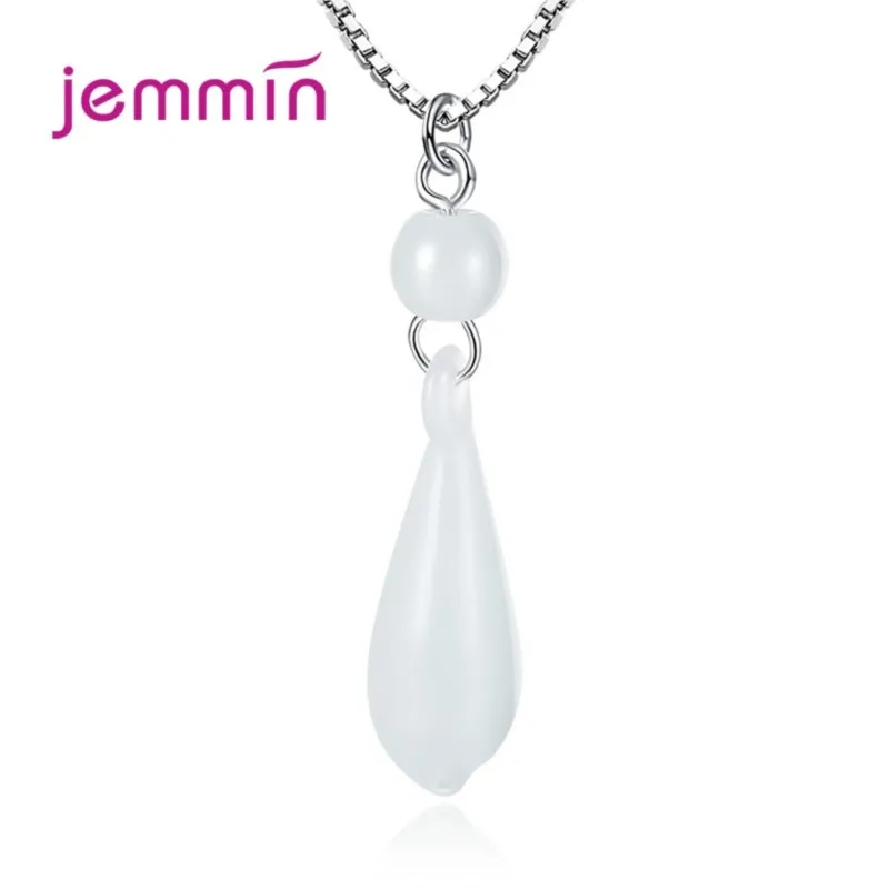 High End Italian Craft Glass Pendant Necklaces 925 Sterling Silver Opal Crystal Magnolia Flower Charms Box Chain Women's Fashion