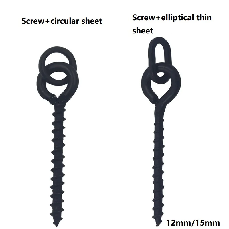

100pcs Carp Fishing Bait Screw Black Oval Ring Boilie Holder Hair Rig Connector Quick Change Swivel Fishing Tackle Accessories