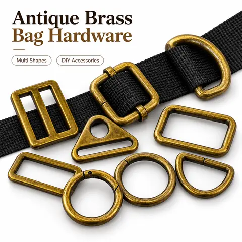 5/10Pcs 20-38mm Bronze Metal Buckles O D Ring Lobster Clasp Carabiner Webbing Tri Glide Slider DIY Bag Hardware Accessories