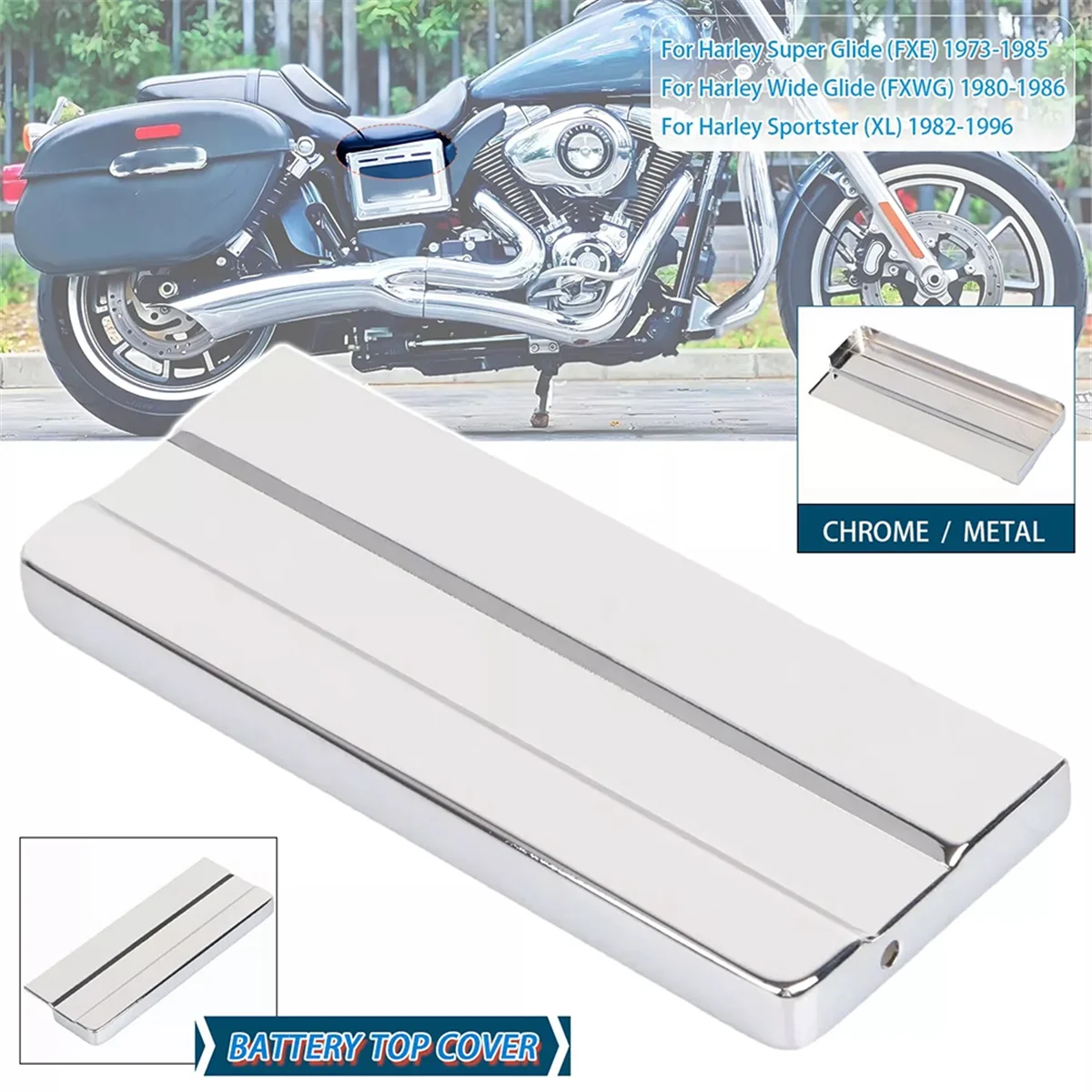 

look-Motor Battery Top Cover Lid Chrome for 82-96 Wide Glide