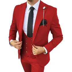 Trajes de hombre de 3 piezas de moda ajustados esmoquin de negocios Formal caballeros boda novio reglas Blazer + Pantalones + chaleco