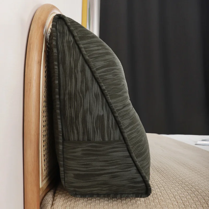 Corduroy Rushed Triangular Bedside Cushion Double Backrest Decor Home Soft Floor Seat Washable Long with Filling Sleeping Pillow